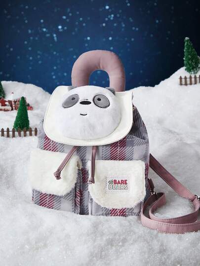 We Bare Bears X SHEIN حقيبة ظهر كبيرة السعة بطباعة منقوشة عصرية وكرتونية جذابة للنساء قطعة واحدة