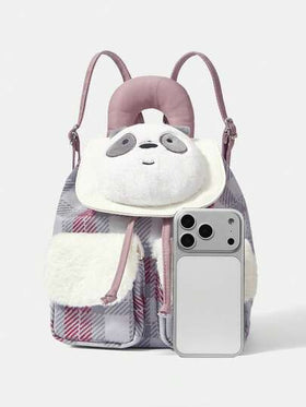 We Bare Bears X SHEIN حقيبة ظهر كبيرة السعة بطباعة منقوشة عصرية وكرتونية جذابة للنساء قطعة واحدة