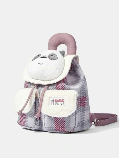 We Bare Bears X SHEIN حقيبة ظهر كبيرة السعة بطباعة منقوشة عصرية وكرتونية جذابة للنساء قطعة واحدة