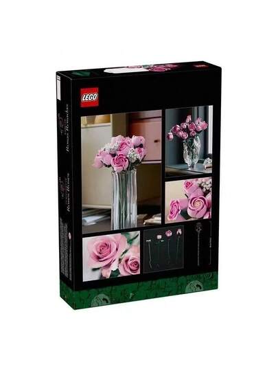 LEGO مجموعة ليغو سلسلة نباتات الزهور 10374 باقة وردة وردية، لعبة تعليمية من قطع البناء، هدية مجموعة