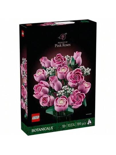 LEGO مجموعة ليغو سلسلة نباتات الزهور 10374 باقة وردة وردية، لعبة تعليمية من قطع البناء، هدية مجموعة