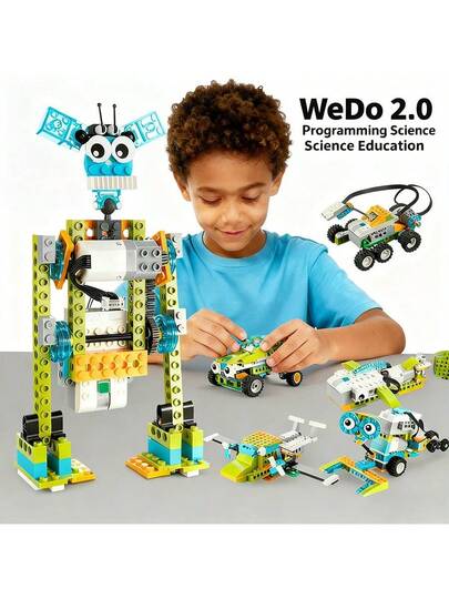 مجموعة بناء تعليمية STEM - لعبة برمجة للأطفال على طراز WeDo 2.0 | منهج STEM المدرسي والتعلم المنزلي | تنوير البرمجة والتفكير المنطقي كتل الألغاز، ألعاب الأطفال، هدية عيد الميلاد، هدية عيد الميلاد