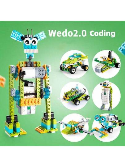 مجموعة بناء تعليمية STEM - لعبة برمجة للأطفال على طراز WeDo 2.0 | منهج STEM المدرسي والتعلم المنزلي | تنوير البرمجة والتفكير المنطقي كتل الألغاز، ألعاب الأطفال، هدية عيد الميلاد، هدية عيد الميلاد