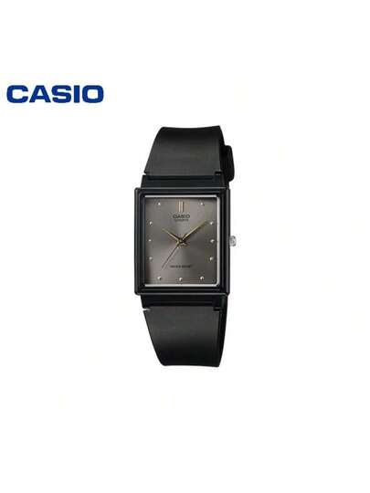 Casio ساعة كاسيو يونيسكس مربعة تناظرية، قطر الميناء 37.2 مم رمادي، سوار من الراتنج، إبزيم مخفي، مقاومة للماء 30 متر، حركة كوارتز MQ-38-8A