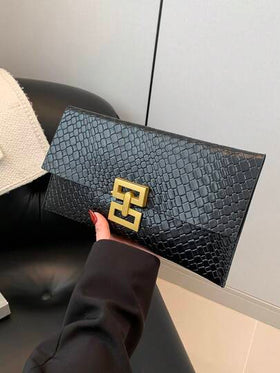 حقيبة مغلف صغيرة بنمط مطبوع على شكل تمساح، حقيبة يد نسائية بطراز قديم