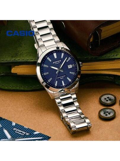 Casio ساعة كاسيو يونيسكس ذات لون جريء، قطر الشاشة 47.5 مم مستطيلة كبيرة، سوار من الفولاذ المقاوم للصدأ، حركة كوارتز يابانية EFV-160D-2A
