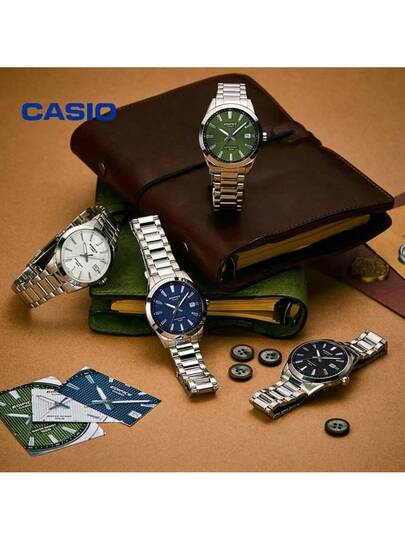 Casio ساعة كاسيو يونيسكس ذات لون جريء، قطر الشاشة 47.5 مم مستطيلة كبيرة، سوار من الفولاذ المقاوم للصدأ، حركة كوارتز يابانية EFV-160D-2A