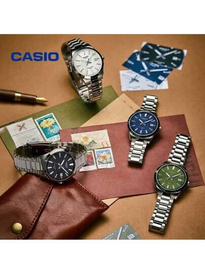 Casio ساعة كاسيو يونيسكس ذات لون جريء، قطر الشاشة 47.5 مم مستطيلة كبيرة، سوار من الفولاذ المقاوم للصدأ، حركة كوارتز يابانية EFV-160D-2A