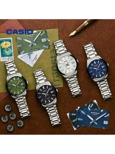 Casio ساعة كاسيو يونيسكس ذات لون جريء، قطر الشاشة 47.5 مم مستطيلة كبيرة، سوار من الفولاذ المقاوم للصدأ، حركة كوارتز يابانية EFV-160D-2A