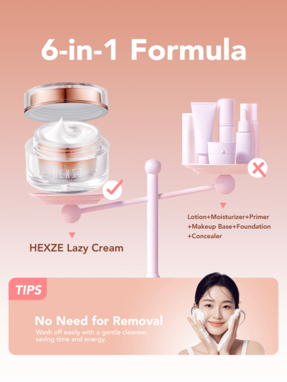 HEXZE 50 جرام كريم وجه مشرق ومريح، أساس/كريم مضيء، مرطب، مناسب لجميع أنواع البشرة، خالي من الكحول، يغطي المسام، تغطية طبيعية، مرطب مضاد للخمول، مكونات العناية بالبشرة