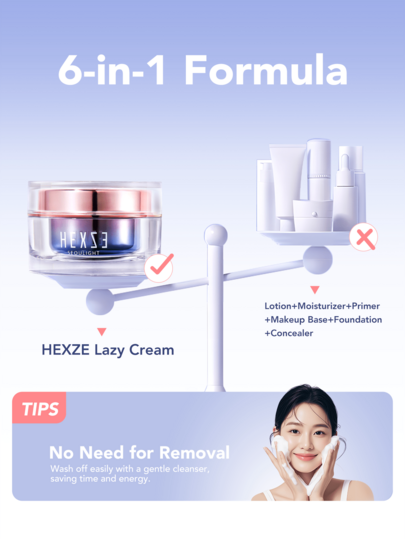 HEXZE 50 جرام كريم وجه مشرق ومريح، أساس/كريم مضيء، مرطب، مناسب لجميع أنواع البشرة، خالي من الكحول، يغطي المسام، تغطية طبيعية، مرطب مضاد للخمول، مكونات العناية بالبشرة