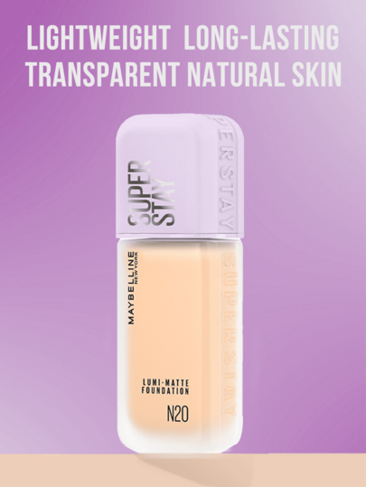 Maybelline أساس LUMI-MATTE #N20 بيج طبيعي 35مل/10مل، أخف 54% من الأساس العادي، صيغة خفيفة الوزن وطويلة الأمد، تكنولوجيا فيلم ثلاثي الأبعاد ثوري تنشئ تأثير شبكي خفيف الوزن (مقاوم للماء والعرق)، يمنح بريقًا لؤلؤيًا شفافًا وإشراقًا بلوني، يغذي البشرة بعد...