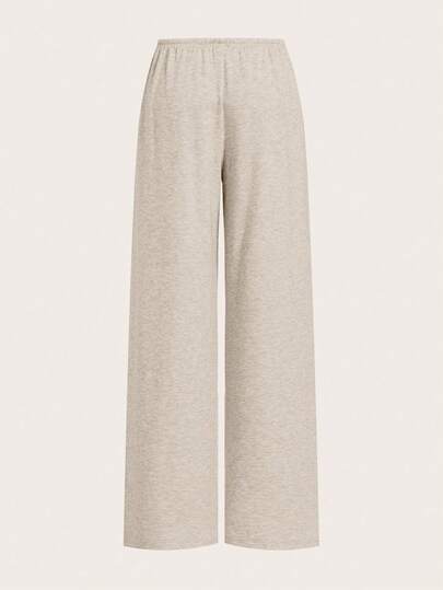SHEIN EZwear بنطلون نسائي فضفاض بخصر مربوط بحبل، ساق واسعة، متاح بلونين