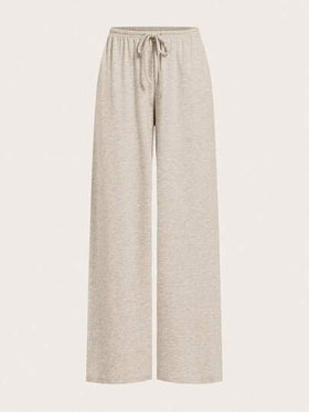 SHEIN EZwear بنطلون نسائي فضفاض بخصر مربوط بحبل، ساق واسعة، متاح بلونين