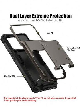 غطاء محفظة مزدوج الطبقة مقاوم للصدمات متوافق مع هواتف 15 14 13 12 11 Pro Max XR XS Max X 6 7 8 Plus Mini SE [يمكن تخزين 5 بطاقات] مع حامل بطاقات، حماية مزدوجة من البلاستيك الصلب المقاوم للخدش وطبقة TPU المرنة الماصة للصدمات مع فتحة بطاقة مخفية ومساحة تخزي