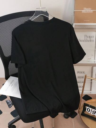 LOONEY TUNES X SHEIN تي شيرت قصير الأكمام مطبوع بحيوانات كرتونية وأحرف للرجال