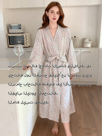 1 قطعة ثوب نسائي - بتصميم أوروبي بسيط، أكمام طويلة، ملابس نوم وملابس منزلية، بنقشة قلوب صغيرة جميلة، من خامة خفيفة رقيقة، لون أحادي، مناسب للربيع والخريف والصيف، ثوب استحمام منزلي، لارتداء في المنزل والغرفة، ثوب نوم كاجوال للنساء