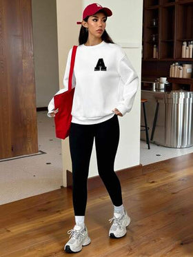 SHEIN EZwear مجموعة بلوزة رياضة وسروال ضيق للنساء في فصل الشتاء