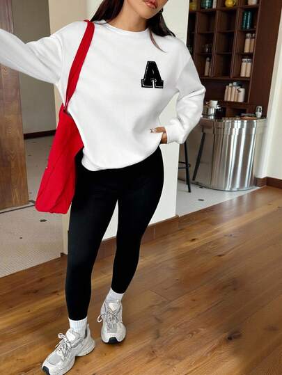 SHEIN EZwear مجموعة بلوزة رياضة وسروال ضيق للنساء في فصل الشتاء