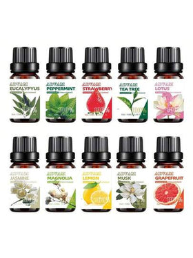 زيوت أساسية 10 مل عطر منزلي ياسمين، جريب فروت، ليمون، نعناع، مغنوليا، مسك، أوكالبتوس، شاي أخضر، فراولة، لوتس لأجهزة الرذاذ، صناعة الشموع، الصابون، عطر السيارة، زيت السبا، العلاج بالروائح، منعش المنزل - هدايا للأصدقاء المقربين وهدايا للنساء