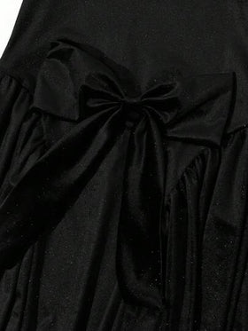 SHEIN فستان فتاة فينتاج، فستان بدون أكمام وظهر مكشوف بفيونكة، فستان حفلة تنكرية في عيد الحب، فستان رأس السنة الجديدة