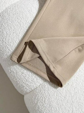 SHEIN مجموعة ملابس كاجوال للفتيات المراهقات، بلوزة بياقة مزيفة وسحاب طويلة الأكمام مع بناطيل رياضية واسعة الساق، بدلة رياضية للارتداء اليومي والتمارين الرياضية