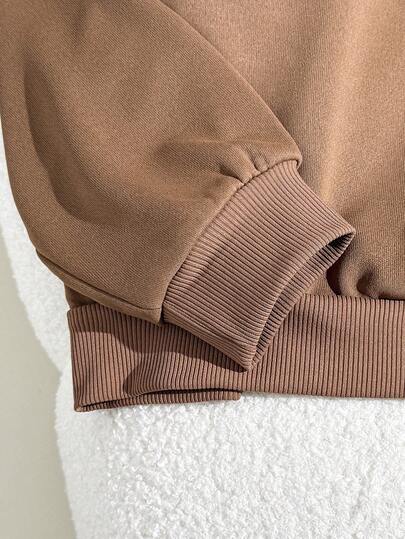 SHEIN مجموعة ملابس كاجوال للفتيات المراهقات، بلوزة بياقة مزيفة وسحاب طويلة الأكمام مع بناطيل رياضية واسعة وفضفاضة، بدلة رياضية للارتداء اليومي والتمارين الرياضية