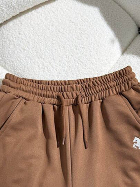 SHEIN مجموعة ملابس كاجوال للفتيات المراهقات، بلوزة بياقة مزيفة وسحاب طويلة الأكمام مع بناطيل رياضية واسعة وفضفاضة، بدلة رياضية للارتداء اليومي والتمارين الرياضية