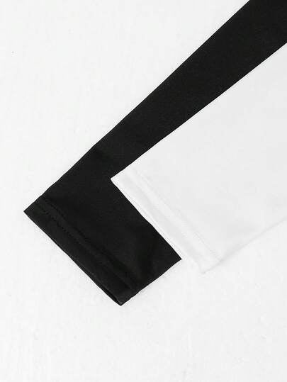 SHEIN مجموعة من 2 قطعة من البلوزات الحرارية ذات الياقة العالية المريحة والمناسبة للشباب، بأكمام طويلة، باللونين الأبيض والأسود، مناسبة لمناسبات عيد الميلاد والشكر والشتاء