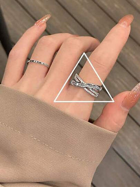 خاتم نسائي أنيق ذو تصميم متقاطع، أنيق وفاخر، مناسب للارتداء اليومي