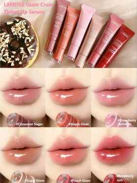 Laneige سيروم شفاه ملون 12 جرام، فرشاة سيليكون بشكل دونات، مرطب وشفاف، منتفخ ومغذي، له تأثير شفاف كالزجاج بدرجة لون خفيفة، تشطيب مكياج كوري