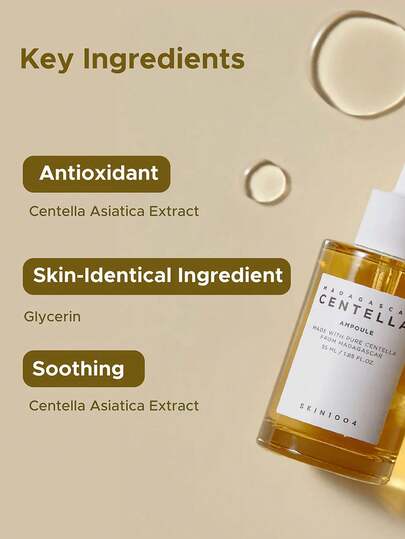 SKIN1004 3 أمبولة من جوهر سنتيلا الآسيوية من مدغشقر. صيغة خفيفة ولطيفة، غير مهيجة. تهدئ البشرة الحساسة وتقوي حاجز البشرة. تعزز تجديد البشرة. تحافظ على التوازن بين الرطوبة والزيت. تحسن جودة البشرة. مناسبة لجميع أنواع البشرة، بما في ذلك البشرة الحساسة. جمال