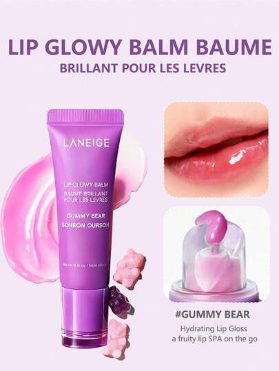 Laneige 10 جرام بلسم شفاه لامع، يحتوي على جوهر مرطب، غير لزج ومغذي، زيت شفاه بنكهة فواكه، يخلق مظهر شفاه لامع، مظهر كوري مبلل للمكياج