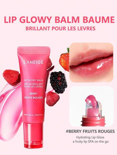Laneige 10 جرام بلسم شفاه مزود بجوهر مرطب، غير لزج ومغذي، زيت شفاه بنكهة فواكه، يخلق شفاه لامعة كالزجاج، ذو تأثير مكياج كوري مشرق