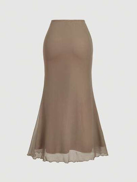 SHEIN MOD مجموعة أنيقة للنساء تتكون من قميص بطبعة زهرية وتنورة ماكسي ضيقة المقاس