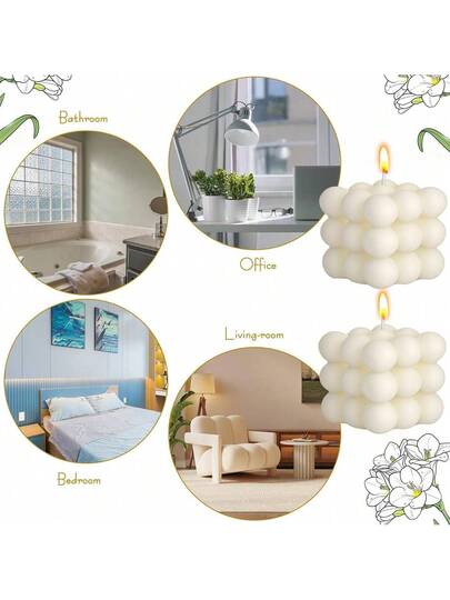 1 شمعة عطرية كرويّة صغيرة بدون دخان، شمعة عطرية منزلية لديكور غرفة النوم، عطر الفقاعات