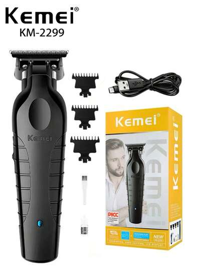 Kemei ماكينة حلاقة كيمي KM-2299 للرجال، ماكينة حلاقة كهربائية قابلة للشحن، ماكينة قص الشعر المحترفة بشفرة صفر ملم للحلاقة الدقيقة