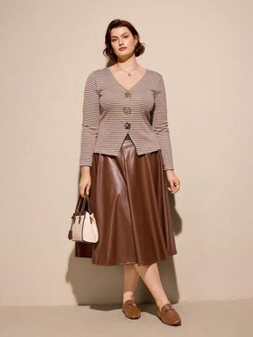 CUCCOO CURVES حذاء نسائي مريح بتصميم مربع للأصابع وكعب منخفض، مناسب للارتداء اليومي، مزود بإبزيم معدني، لون بني، مقاسات كبيرة