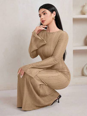 Veilorie فستان أنيق متواضع بأكمام واسعة من الجاكار للنساء