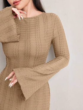 Veilorie فستان أنيق متواضع بأكمام واسعة من الجاكار للنساء