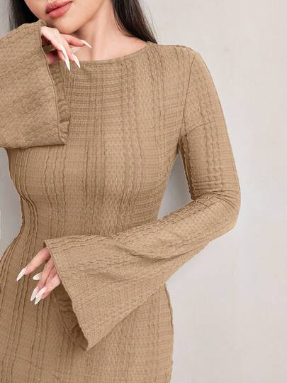 Veilorie فستان أنيق متواضع بأكمام واسعة من الجاكار للنساء
