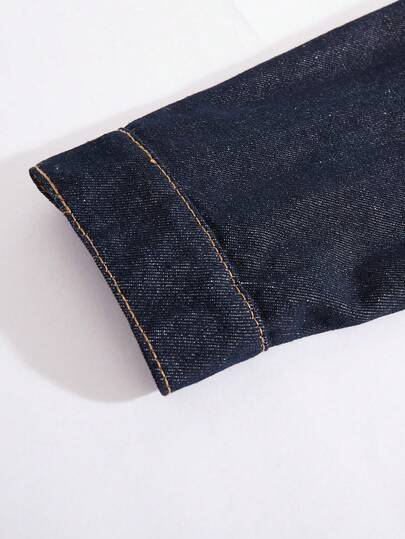 StoneGrade طقم رجالي من قطعتين، جاكيت كاجوال وبنطلون فضفاض من الجينز الأزرق الداكن، مناسب للربيع والخريف