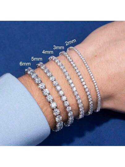 MDFUN سوار تنس مطلي بالذهب الأبيض عيار 18 قيراط، مرصع بزركونيا سوداء مكعبة، سوار قلادة زركونيا مكعبة 4 مم، مناسب للجنسين