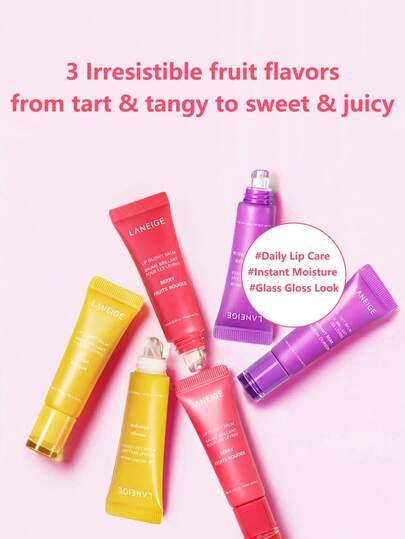 Laneige 10 جرام بلسم شفاه لامع، يحتوي على جوهر مرطب، غير لزج ومغذي، زيت شفاه بنكهة فواكه، يخلق مظهر شفاه لامع، مظهر كوري مبلل للمكياج