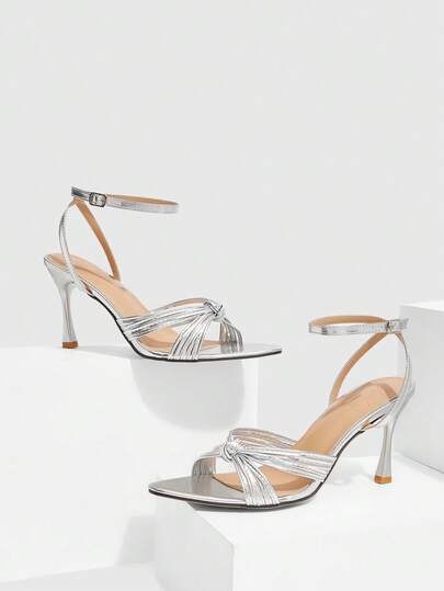 CUCCOO SZL صندل بكعب رفيع مناسب للحفلات والارتداء اليومي للنساء ذو حزام متداخل من الخلف