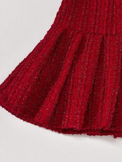 SHEIN فستان أنيق مزين بفيونكة للفتيات المراهقات، ذو حاشية منبثقة، موسم الخريف