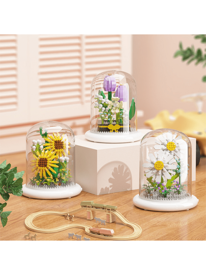 مجموعة كتل بناء الزهور، لعبة ذكاء للأطفال DIY لوتس، هدية مثالية لعيد الأم، مجموعة تجميع أزهار وأعشاب خالدة، هدية عيد الميلاد والسنة الجديدة. ديكور الغرفة. لعبة تركيب شتوية