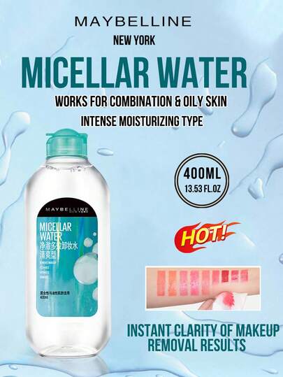 ماء ميسيلار منعش 95/400 مل، للبشرة المختلطة والدهنية، يزيل المكياج بنقاء فوري، تنظيف فعال، لا حاجة للتنظيف مرة أخرى، مرطب، غير مشدود، تركيبة مرطبة، للبشرة الحساسة بعد الإزالة، خالٍ من العطور والكحول، لطيف على البشرة المختلطة والدهنية، سهل الاستخدام في...