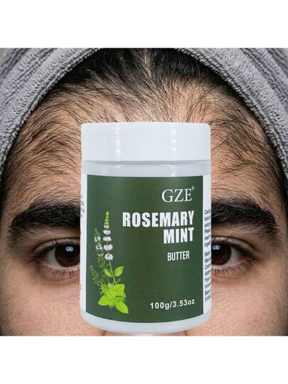 كريم شعر الزعتر والنعناع من GZE - كريم جذور قوية بالبيوتين وزيت الخروع لتقوية الشعر، الحد من التقصف والتجعد لجميع أنواع الشعر