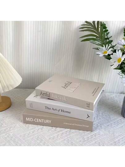 3/2/1 قطعة من الكتب الزخرفية بطراز عتيق، نسيج فاخر، بألوان بني + بيج + أبيض، يمكن استخدامها كديكور مكتبي، ديكور رف الكتب، ديكور عيد الميلاد، كتب بسيطة، كتب زخرفية، ديكور جمالي، هدية عيد الميلاد